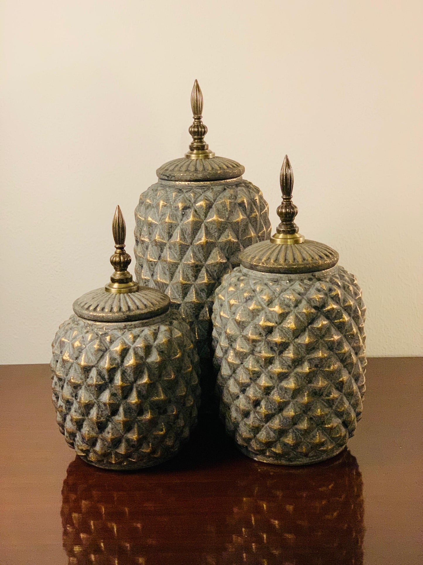 Grey Stone Textured Vase Set