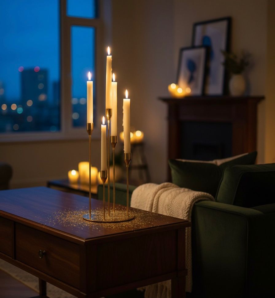 Candle, Golden, Brass
