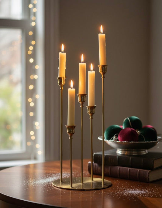 Candle Holder, Golden, Brass