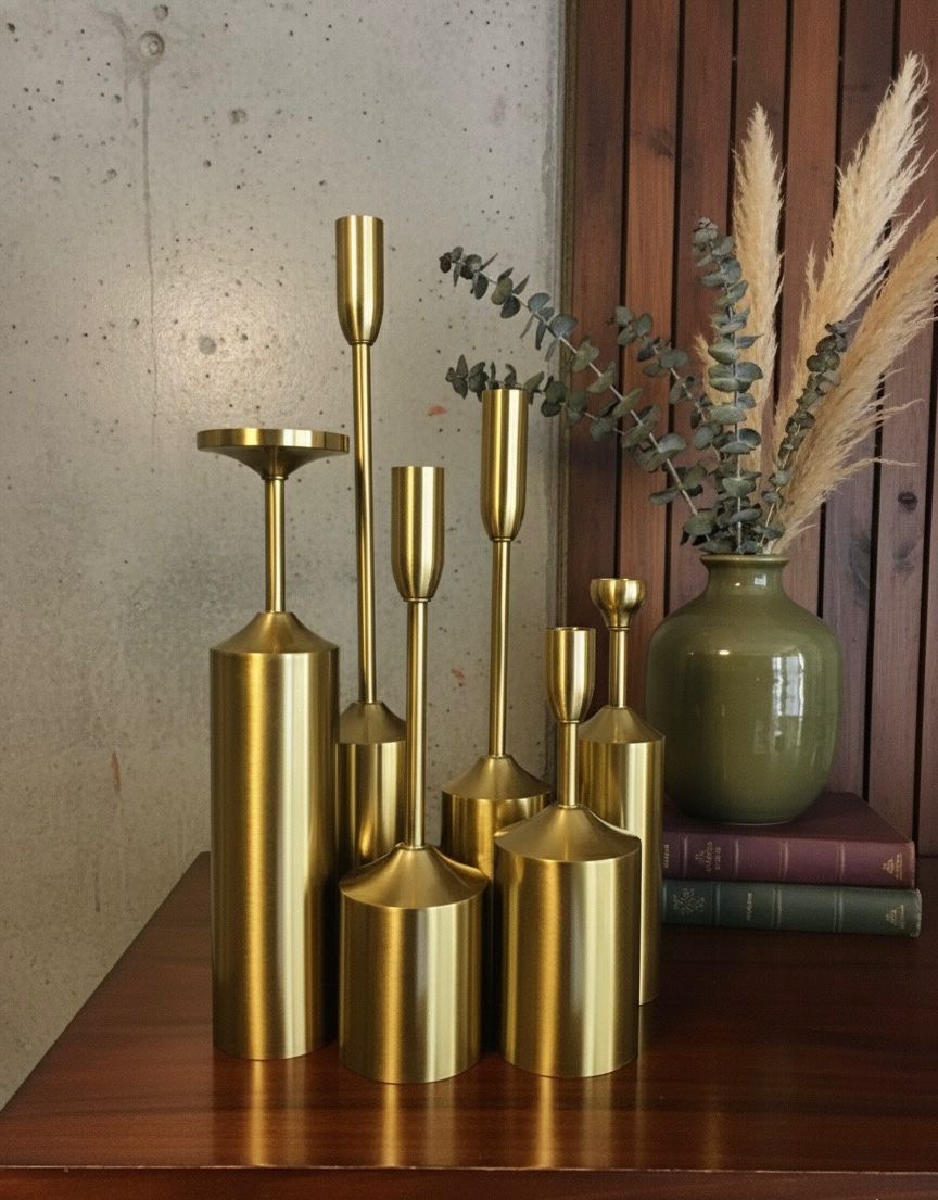 Candle_Set_Brass_Modern_Golden_Set_of_6