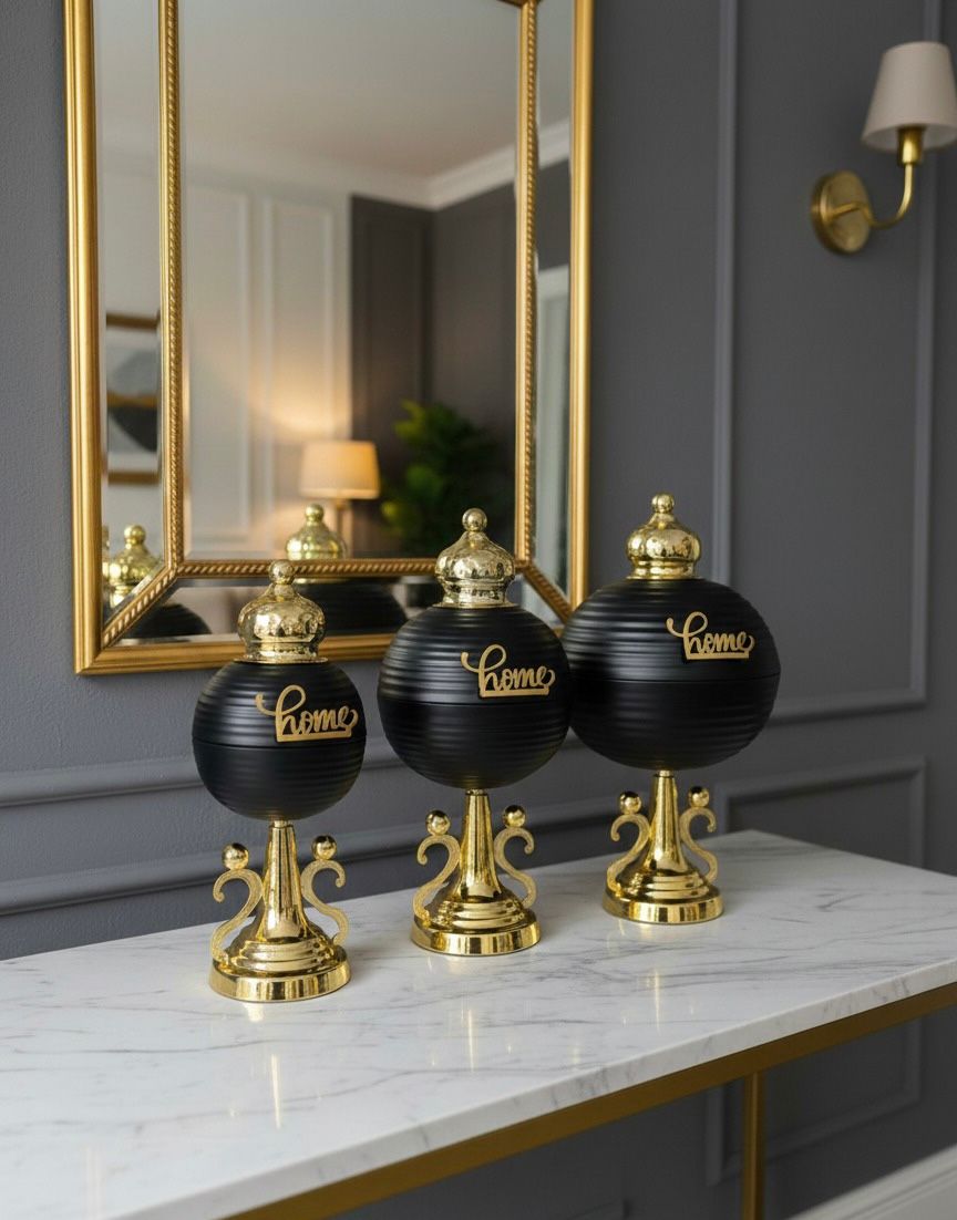 Candy_Jar_Black_Gold_modern_decor