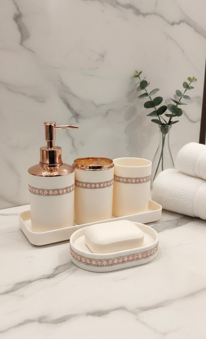 Rose Gold, Bath Set, Modern